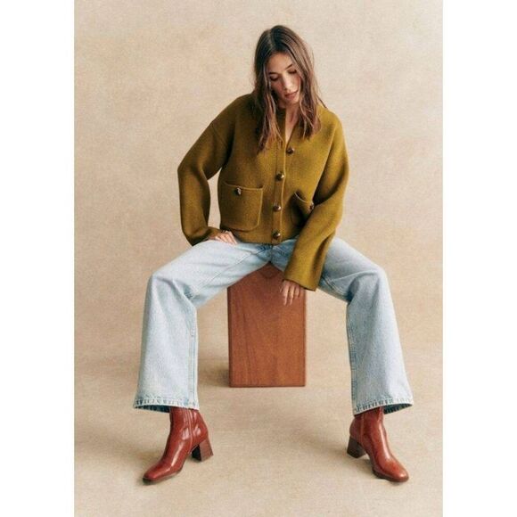 Sezane Sweaters - Sezane Valerio Jacket Olive Green Size XS